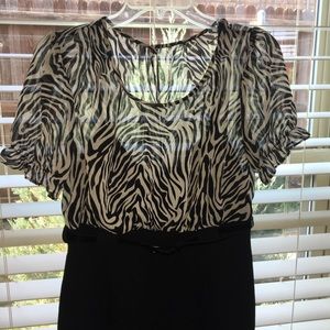 Leopard bodice, black skirt dress